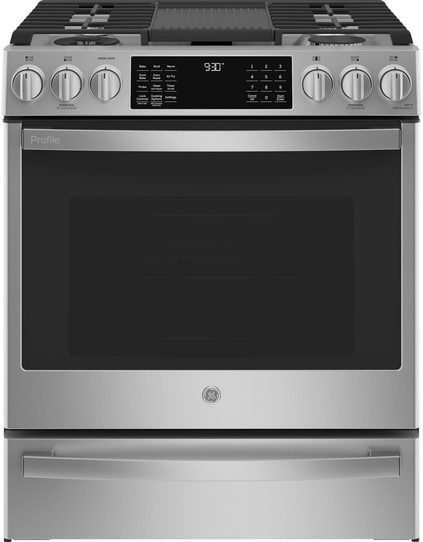 GE Profile 30-Inch Slide-In Dual-Fuel Range